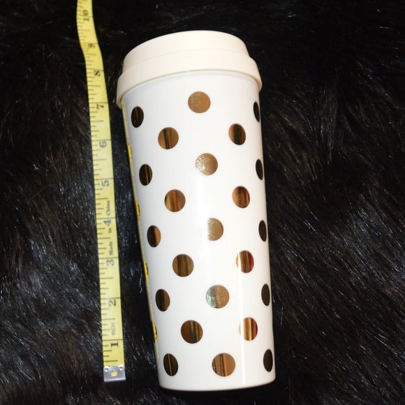 Kate Spade Gold Polka Dot Insulated Tumbler Drinking Cup - Picture 6 of 6